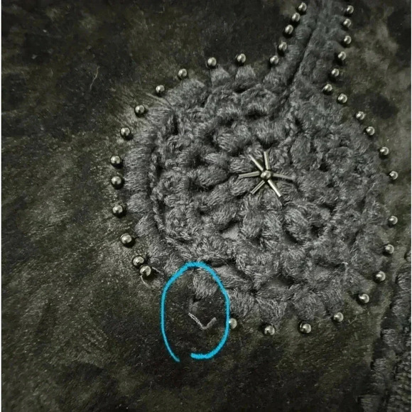 VTG Embroidered Beaded Wool Suede Fitted  Zip Up Jacket Sweater Grannycore Fun - Picture 14 of 16